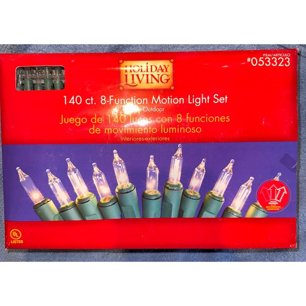 NOS Holiday Living 140 Count 8 Function Motion Christmas Light Set Clear 053323